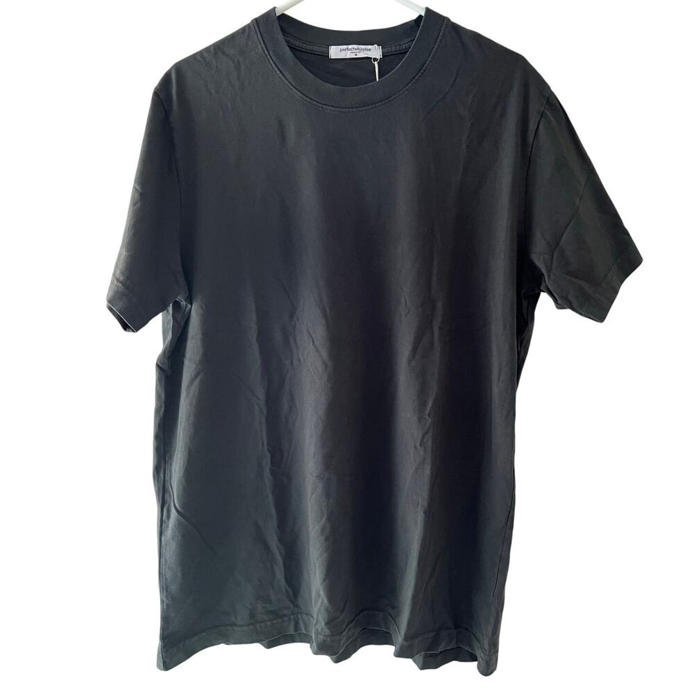 Perfectwhitetee Shirt Medium Short Sleeve 100% Cotton Black/Gray New With Tags